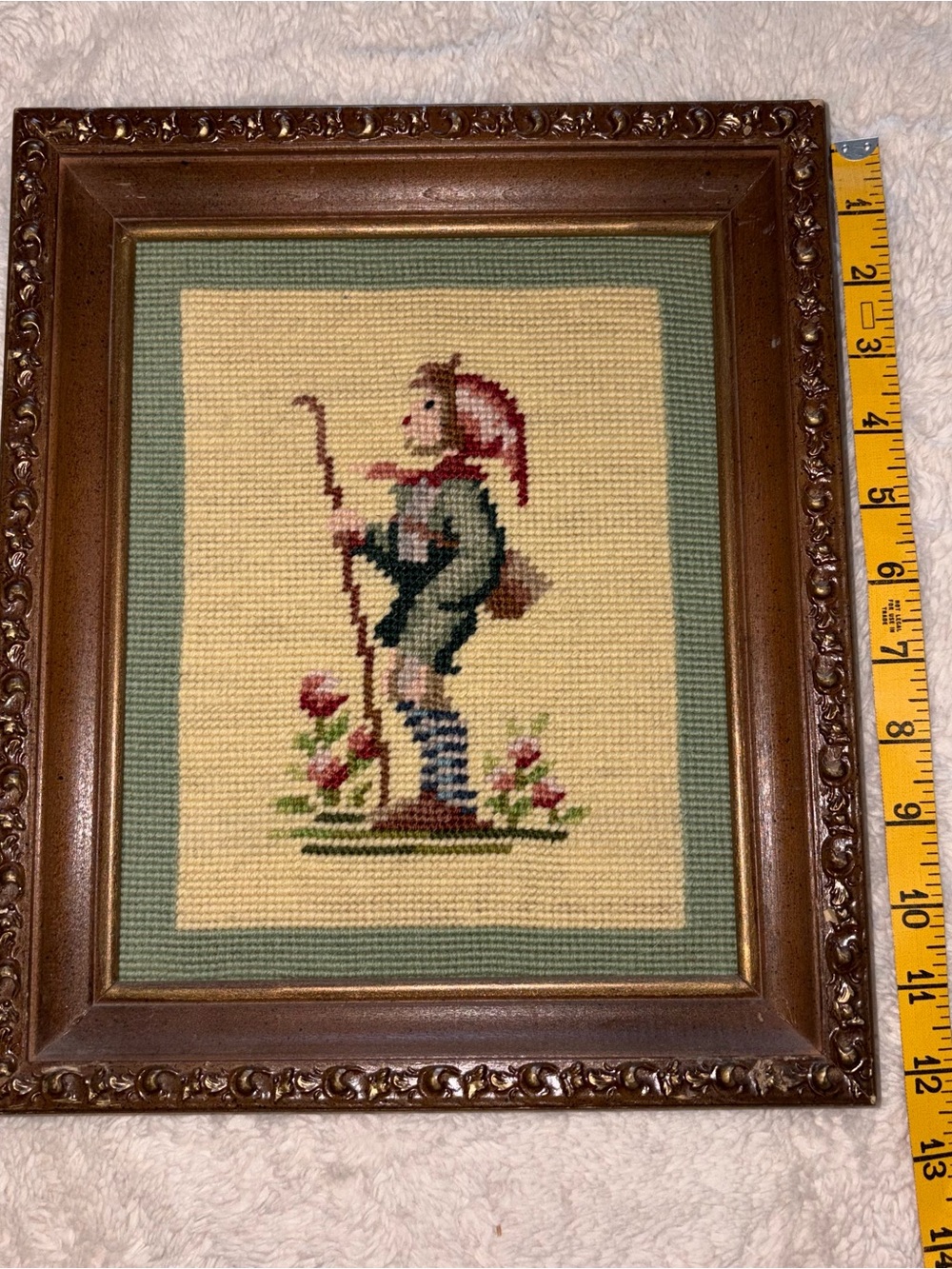 Vintage Needlework Professionally Framed Wall Art Hummel Style
